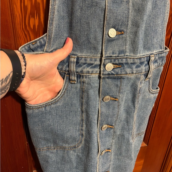 PACSUN Blue Denim Overall Mini Dress Women’s Size S - Picture 3 of 7